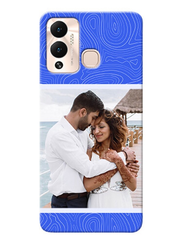 Custom Infinix Hot 12 Play Mobile Back Covers: Curved line art with blue and white Design