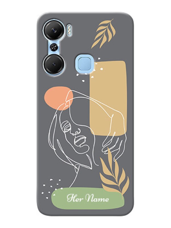 Custom Infinix Hot 12 Pro Phone Back Covers: Gazing Woman line art Design