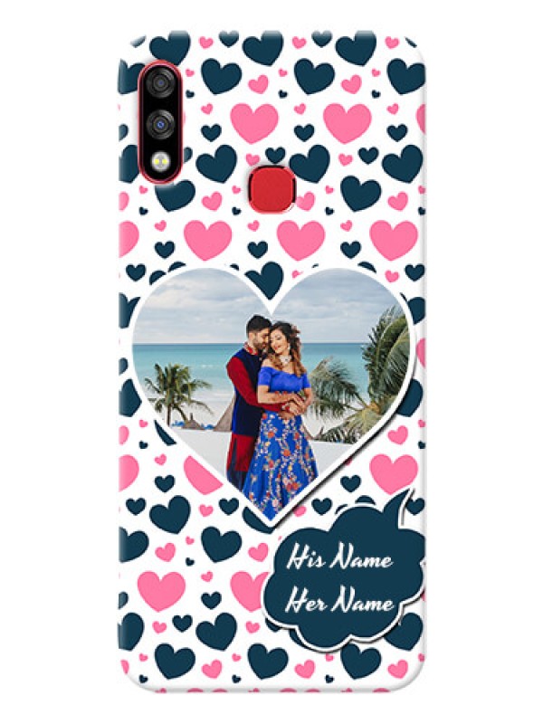 Custom Infinix Hot 7 Pro Mobile Covers Online: Pink & Blue Heart Design