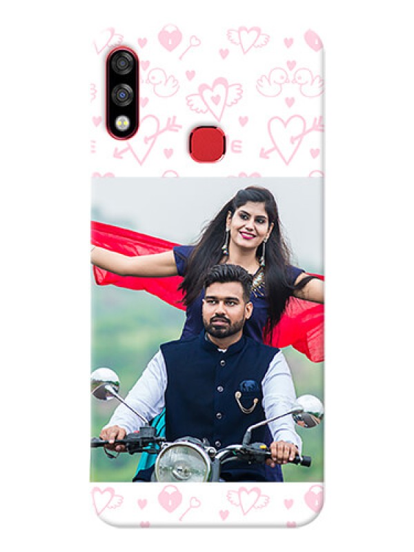 Custom Infinix Hot 7 Pro personalized phone covers: Pink Flying Heart Design