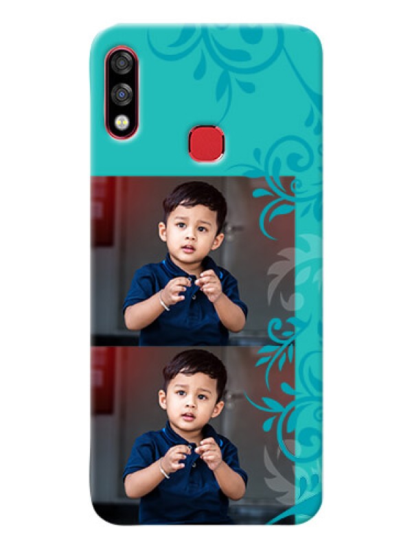 Custom Infinix Hot 7 Pro Mobile Cases with Photo and Green Floral Design 