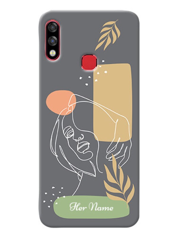 Custom Infinix Hot 7 Pro Phone Back Covers: Gazing Woman line art Design