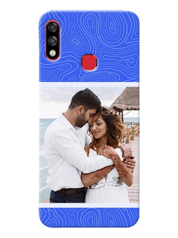 Custom Infinix Hot 7 Pro Mobile Back Covers: Curved line art with blue and white Design