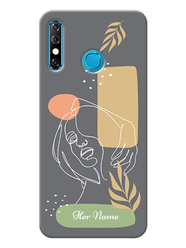 Custom Infinix Hot 8 Phone Back Covers: Gazing Woman line art Design
