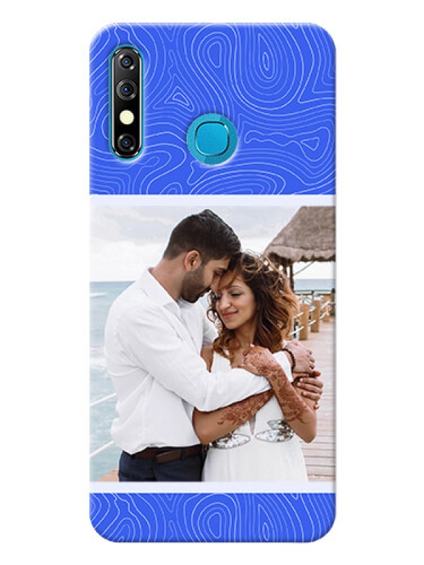Custom Infinix Hot 8 Mobile Back Covers: Curved line art with blue and white Design