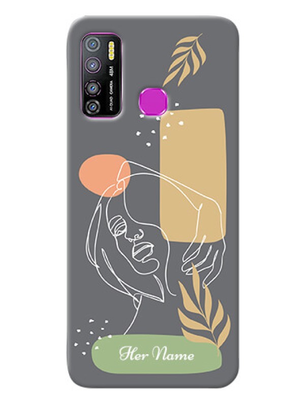 Custom Infinix Hot 9 Pro Phone Back Covers: Gazing Woman line art Design