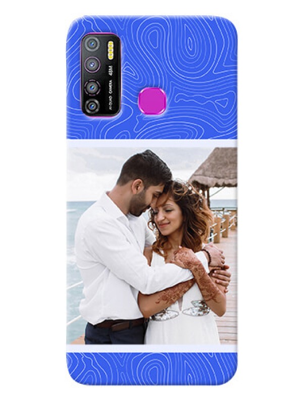 Custom Infinix Hot 9 Pro Mobile Back Covers: Curved line art with blue and white Design