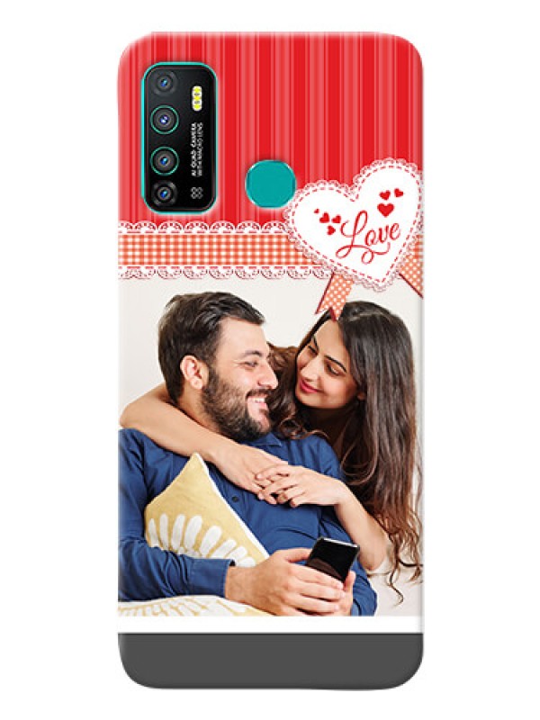 Custom Infinix Hot 9 phone cases online: Red Love Pattern Design