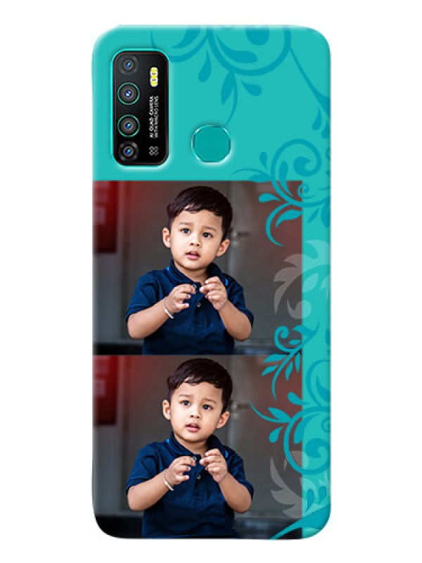 Custom Infinix Hot 9 Mobile Cases with Photo and Green Floral Design 