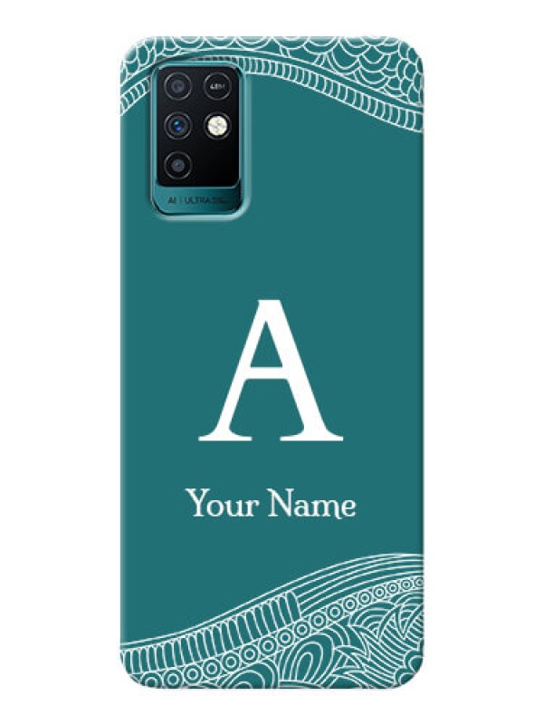 Custom Infinix Note 10 Mobile Back Covers: line art pattern with custom name Design