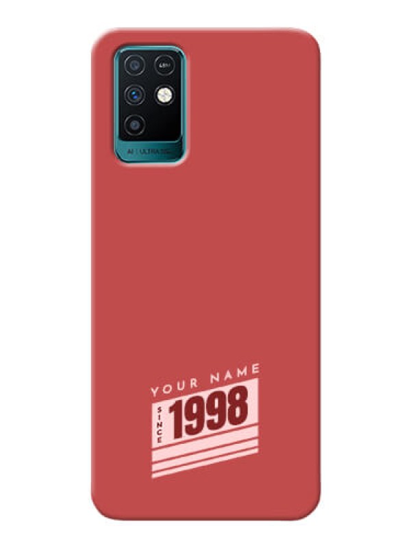 Custom Infinix Note 10 Phone Back Covers: Red custom year of birth Design