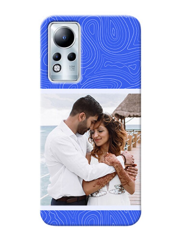 Custom Infinix Note 11 Mobile Back Covers: Curved line art with blue and white Design