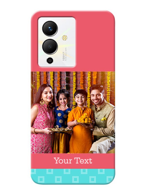 Custom Infinix Note 12 Pro 5G Mobile Back Covers: Peach & Blue Color Design