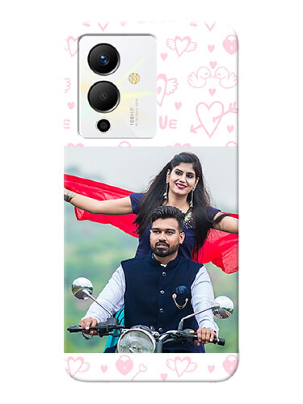 Custom Infinix Note 12 Pro 5G personalized phone covers: Pink Flying Heart Design
