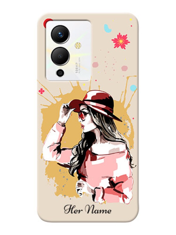 Custom Infinix Note 12 Pro 5G Back Covers: Women with pink hat Design