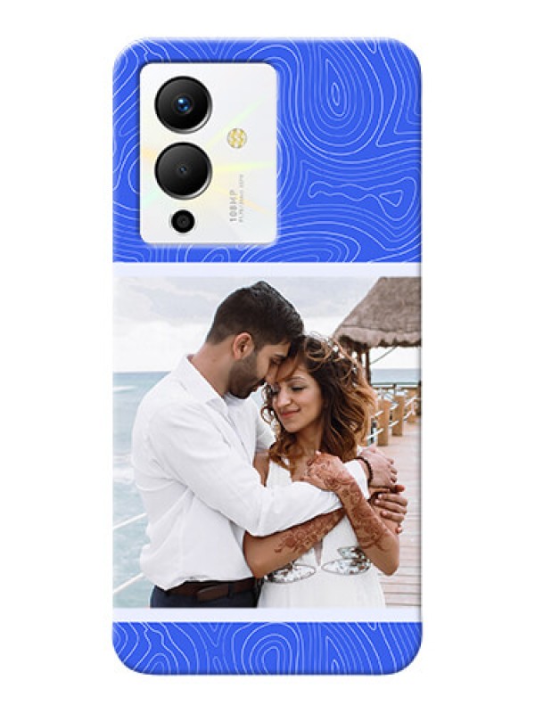 Custom Infinix Note 12 Pro 5G Mobile Back Covers: Curved line art with blue and white Design