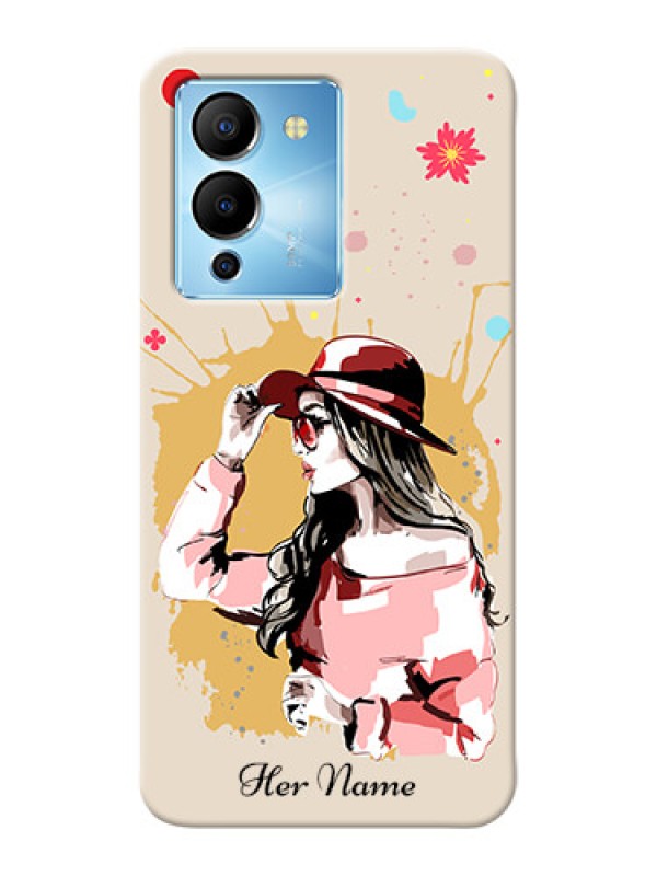 Custom Infinix Note 12 Turbo Back Covers: Women with pink hat Design