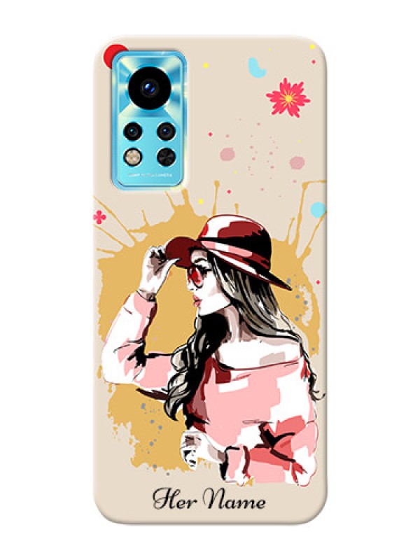 Custom Infinix Note 12i Back Covers: Women with pink hat Design