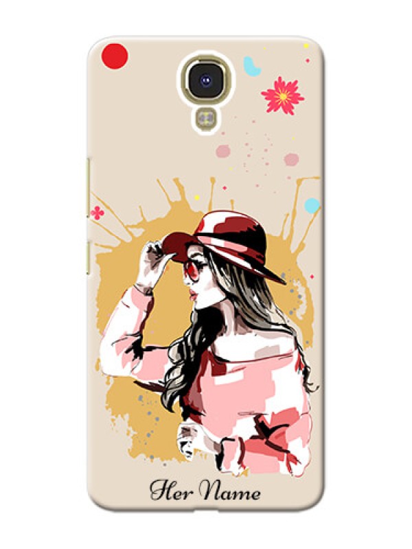 Custom Infinix Note 4 Back Covers: Women with pink hat Design
