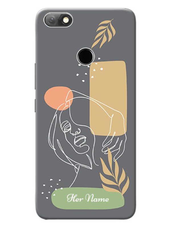 Custom Infinix Note 5 Phone Back Covers: Gazing Woman line art Design