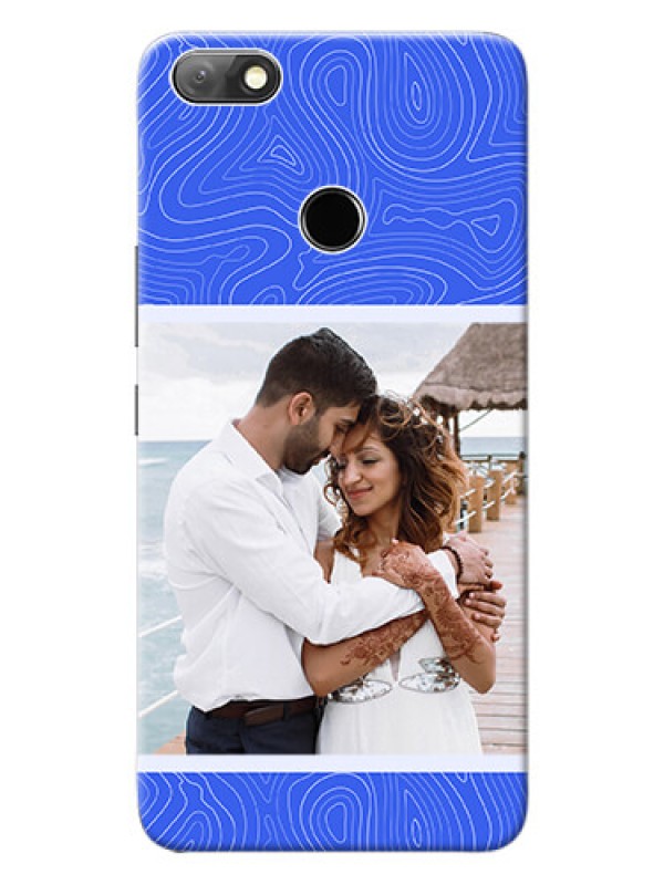 Custom Infinix Note 5 Mobile Back Covers: Curved line art with blue and white Design