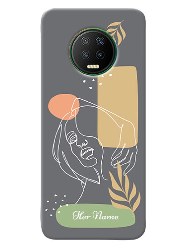 Custom Infinix Note 7 Phone Back Covers: Gazing Woman line art Design