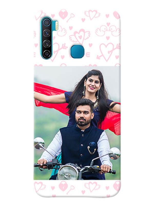 Custom Infinix S5 personalized phone covers: Pink Flying Heart Design