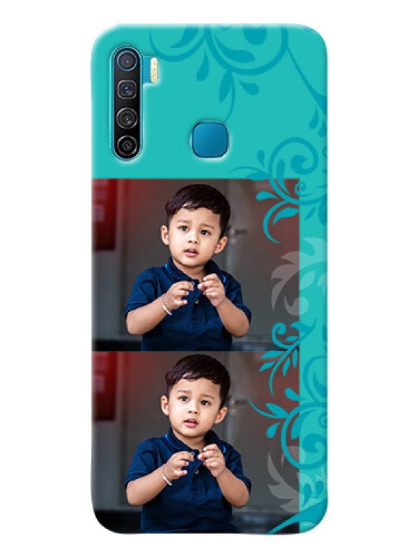 Custom Infinix S5 Mobile Cases with Photo and Green Floral Design 