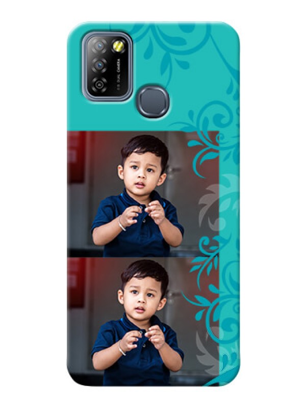 Custom Infinix Smart 5A Mobile Cases with Photo and Green Floral Design 