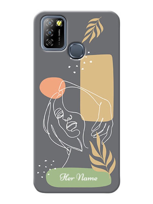 Custom Infinix Smart 5A Phone Back Covers: Gazing Woman line art Design