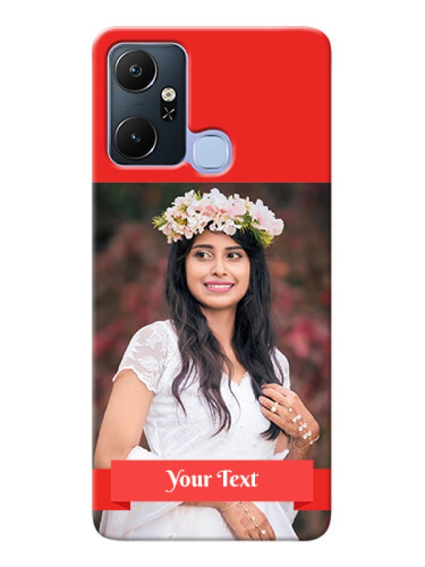 Custom Infinix Smart 6 Plus Personalised mobile covers: Simple Red Color Design