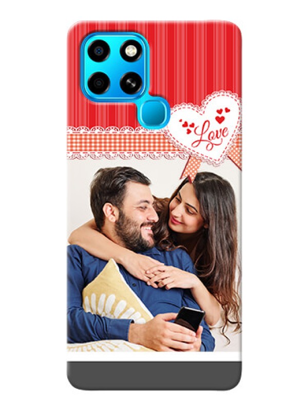 Custom Infinix Smart 6 phone cases online: Red Love Pattern Design