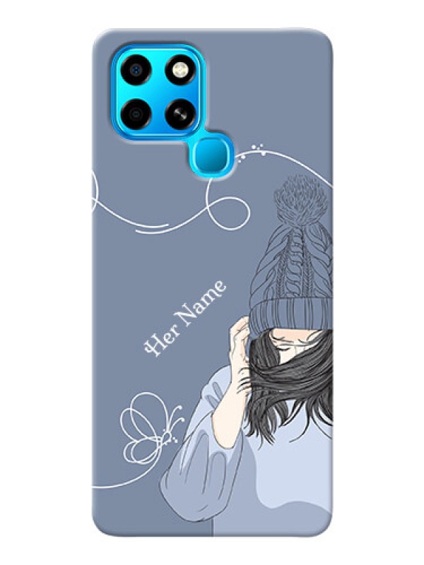 Custom Infinix Smart 6 Custom Mobile Case with Girl in winter outfit Design