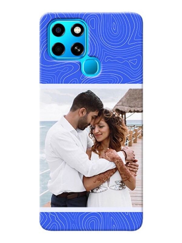 Custom Infinix Smart 6 Mobile Back Covers: Curved line art with blue and white Design