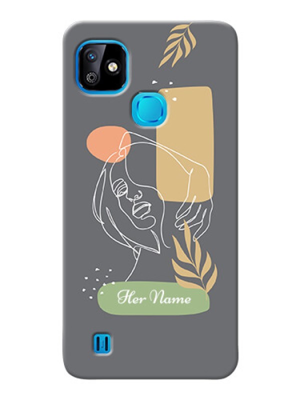 Custom Infinix Smart Hd 2021 Phone Back Covers: Gazing Woman line art Design