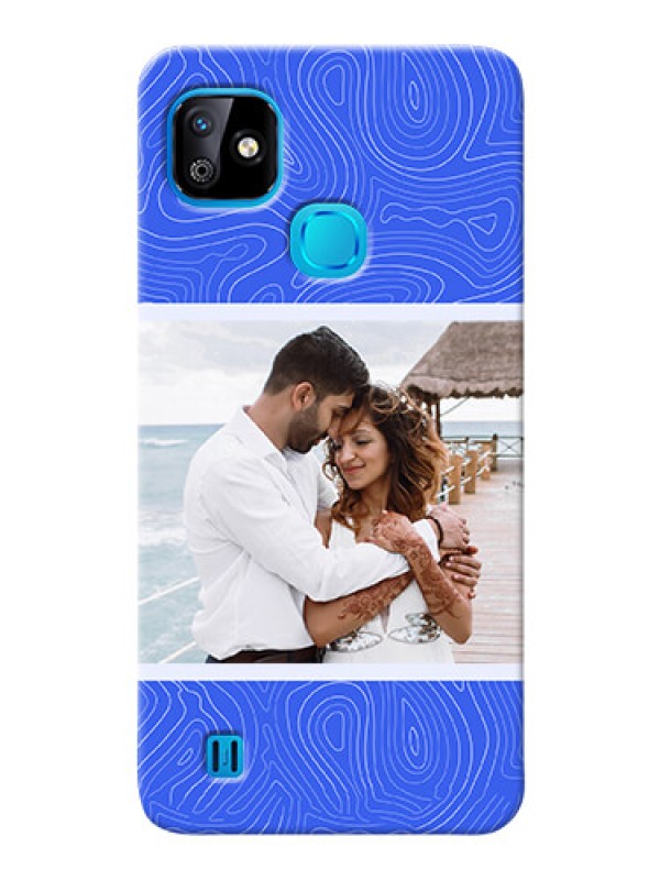 Custom Infinix Smart Hd 2021 Mobile Back Covers: Curved line art with blue and white Design
