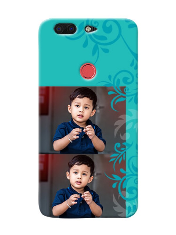 Custom Infinix Zero 5 Mobile Cases with Photo and Green Floral Design 