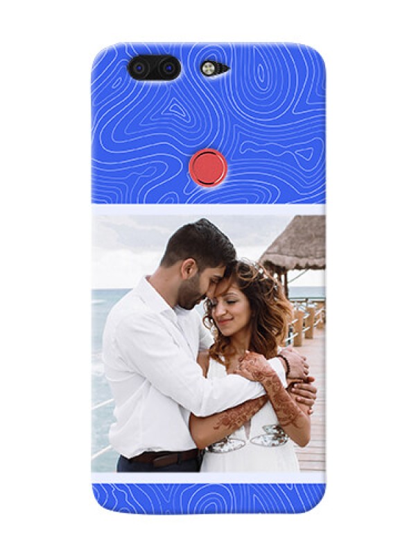 Custom Infinix Zero 5 Mobile Back Covers: Curved line art with blue and white Design