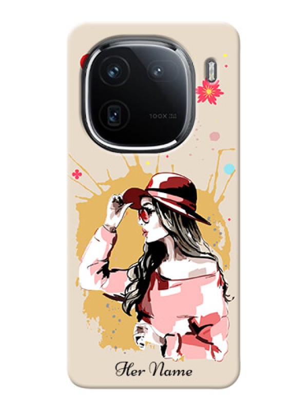 Custom iQOO 12 5G Photo Printing on Case with Women with pink hat Design