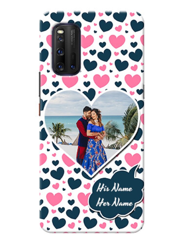 Custom IQOO 3 5G Mobile Covers Online: Pink & Blue Heart Design