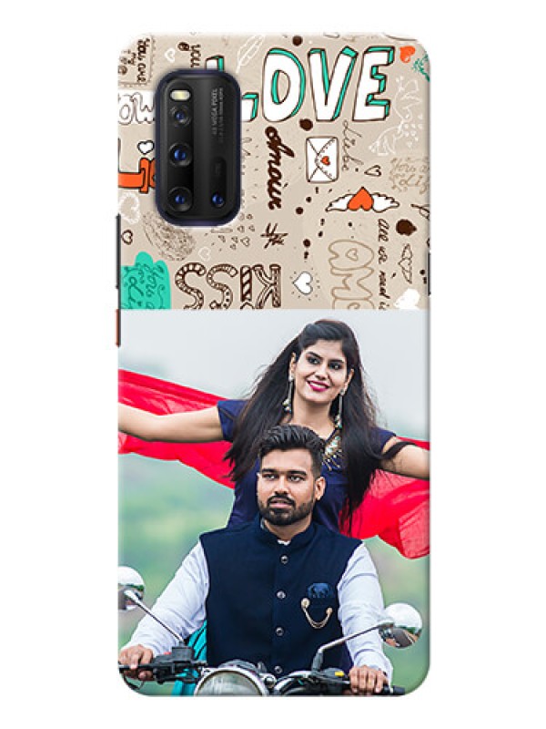 Custom IQOO 3 5G Personalised mobile covers: Love Doodle Pattern 