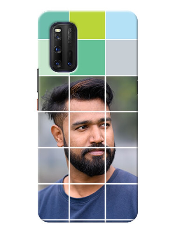 Custom IQOO 3 5G personalised phone covers with white box pattern 