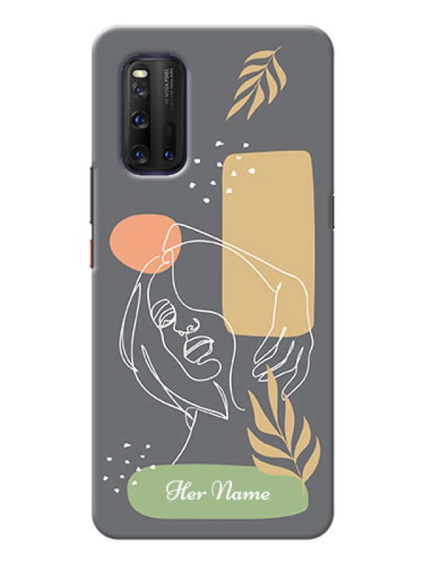 Custom iQOO 3 5G Phone Back Covers: Gazing Woman line art Design