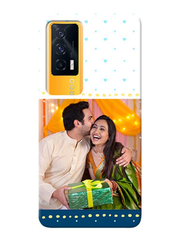 Custom IQOO 7 5G Phone Covers: White and Blue Abstract Design