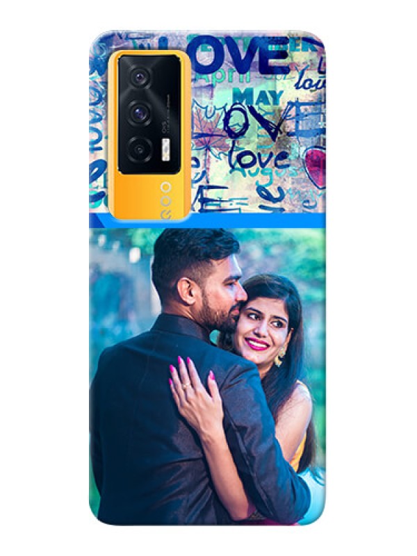 Custom IQOO 7 5G Mobile Covers Online: Colorful Love Design
