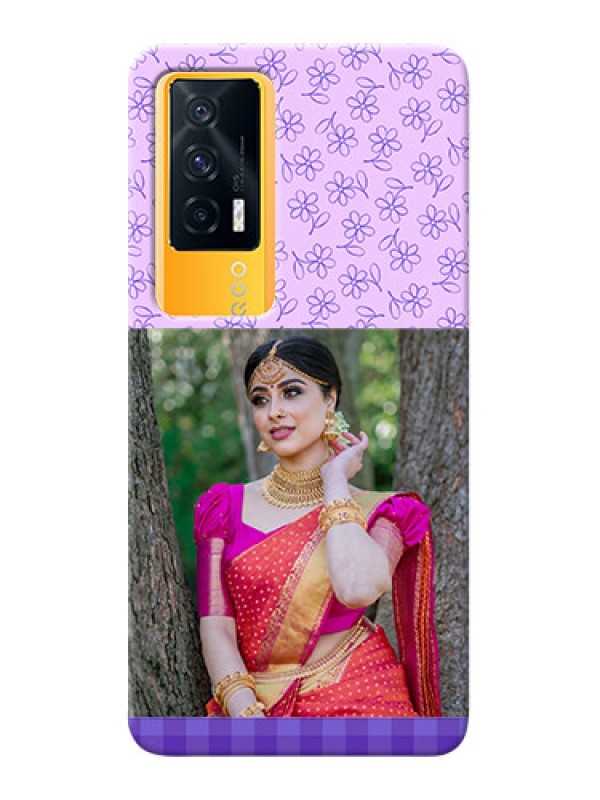 Custom IQOO 7 5G Mobile Cases: Purple Floral Design