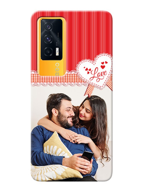 Custom IQOO 7 5G phone cases online: Red Love Pattern Design