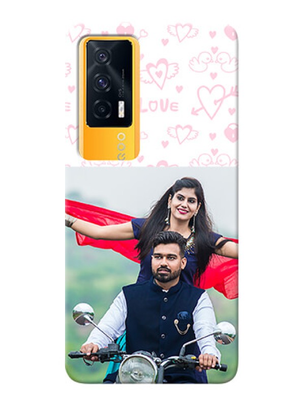 Custom IQOO 7 5G personalized phone covers: Pink Flying Heart Design