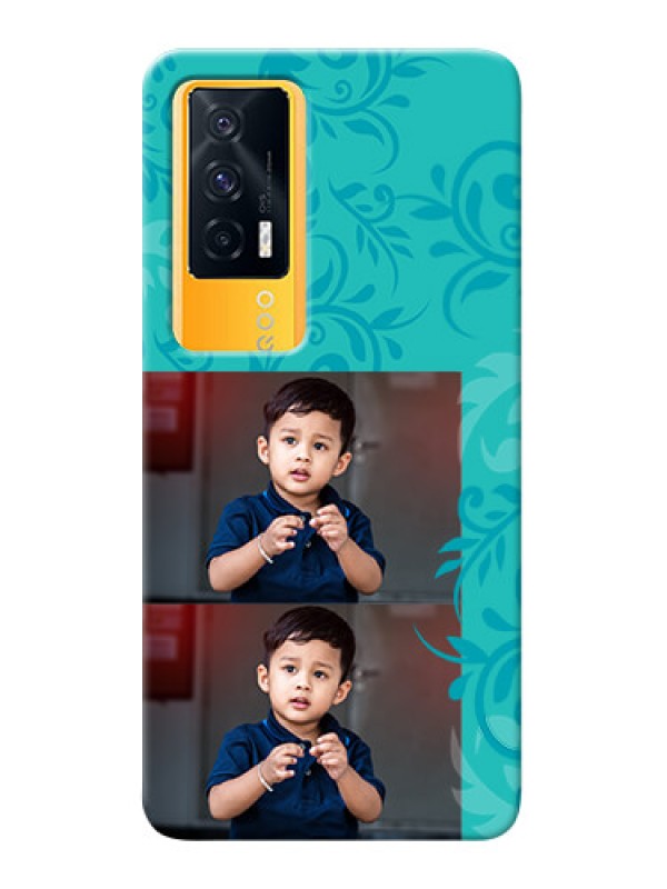 Custom IQOO 7 5G Mobile Cases with Photo and Green Floral Design 