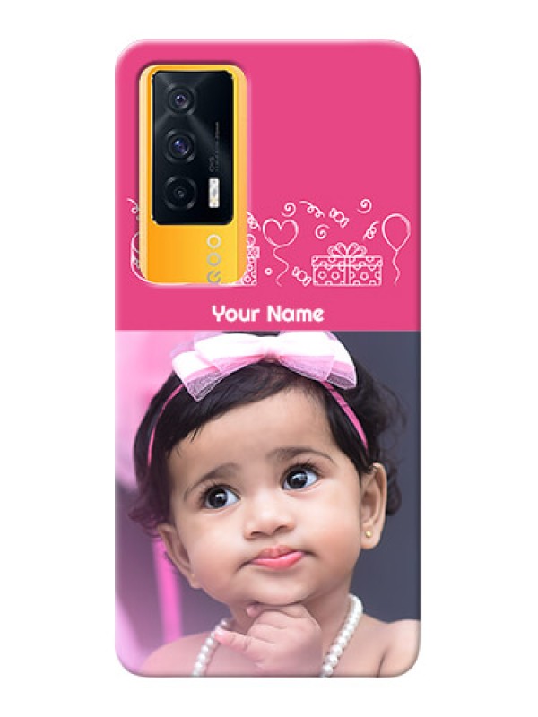 Custom IQOO 7 5G Custom Mobile Cover with Birthday Line Art Design